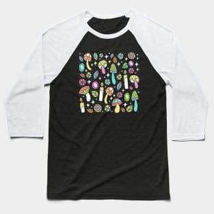 Magic Mushroom Forest Pattern Baseball T-Shirt